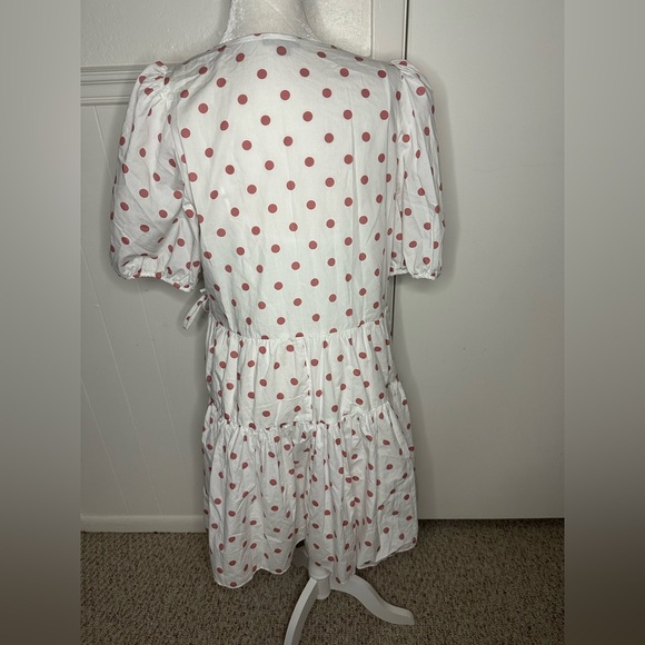 J. Crew Puff-sleeve cotton poplin wrap dress in white rose dot size M - Picture 4 of 9